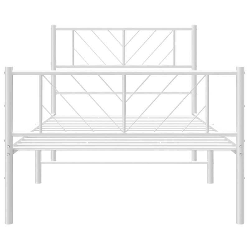Casa si Gradina - Mobilier - Paturi si accesorii - Paturi - Cadru de pat metalic cu tablie de cap/picioare, alb, 90x200 cm - Infinity.ro