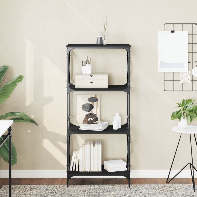 Casa si Gradina - Mobilier - Biblioteci si rafturi - Biblioteci - Biblioteca cu 4 niveluri, negru, 59x35x132 cm, lemn prelucrat - Infinity.ro