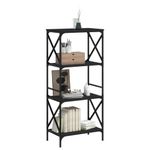 Casa si Gradina - Mobilier - Biblioteci si rafturi - Biblioteci - Biblioteca cu 4 niveluri, negru, 59x35x132 cm, lemn prelucrat - Infinity.ro