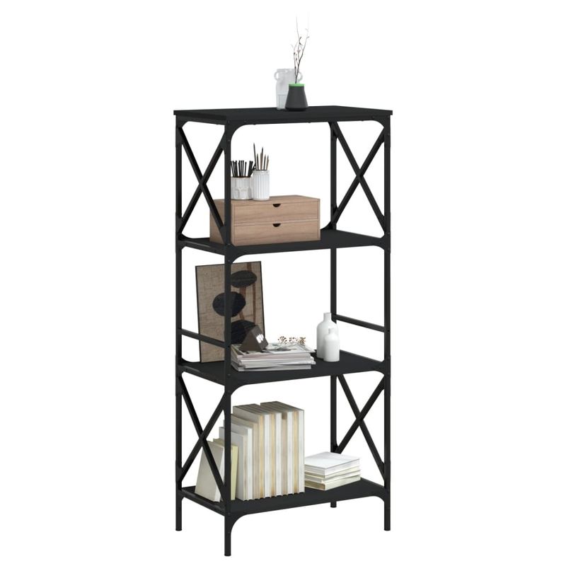 Casa si Gradina - Mobilier - Biblioteci si rafturi - Biblioteci - Biblioteca cu 4 niveluri, negru, 59x35x132 cm, lemn prelucrat - Infinity.ro