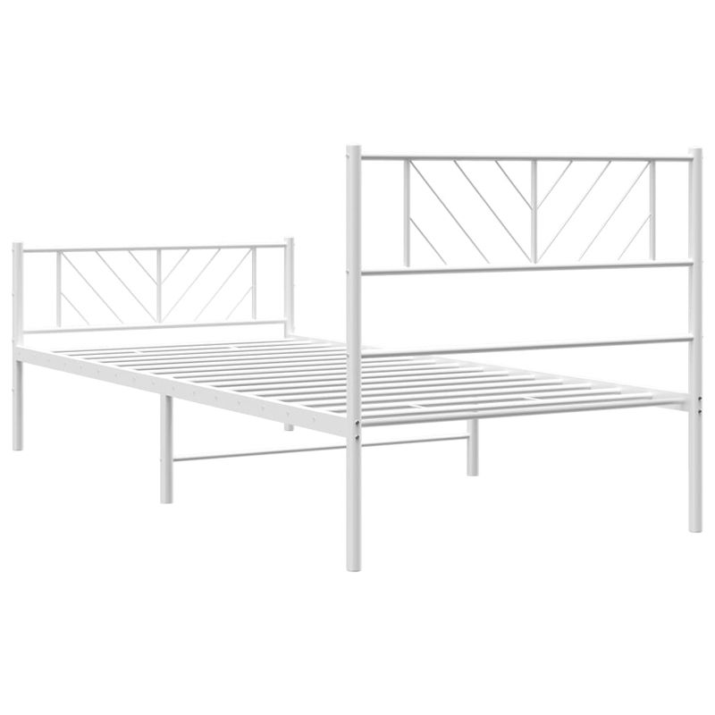 Casa si Gradina - Mobilier - Paturi si accesorii - Paturi - Cadru de pat metalic cu tablie de cap/picioare, alb, 90x200 cm - Infinity.ro