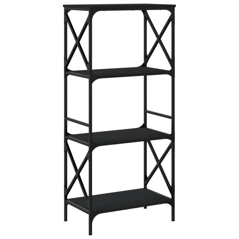 Casa si Gradina - Mobilier - Biblioteci si rafturi - Biblioteci - Biblioteca cu 4 niveluri, negru, 59x35x132 cm, lemn prelucrat - Infinity.ro