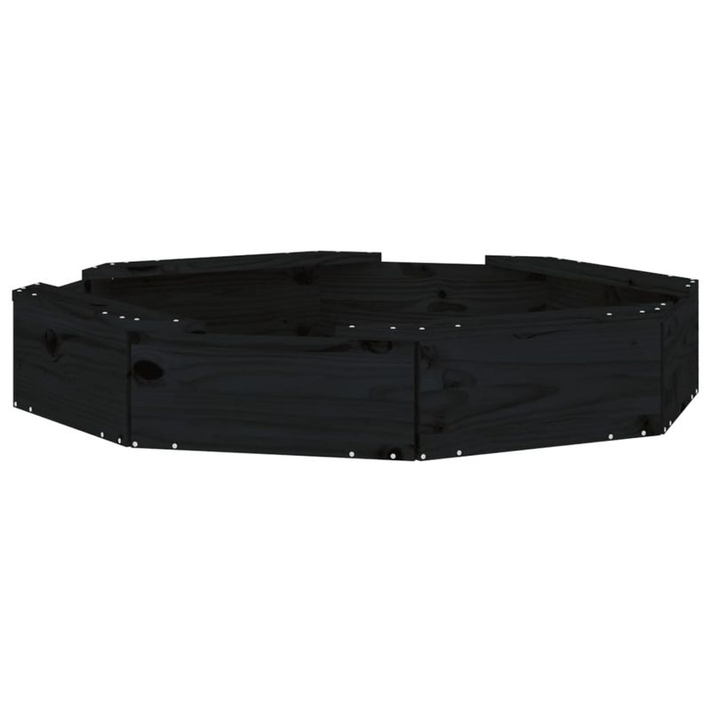 Jucarii, Copii si Bebe - Jucarii si jocuri - Jucarii de exterior - Jucarii pentru plaja si nisip - Cutie de nisip cu scaune octogonale, negru, lemn masiv de pin, mărime 111x111x20 cm - Infinity.ro