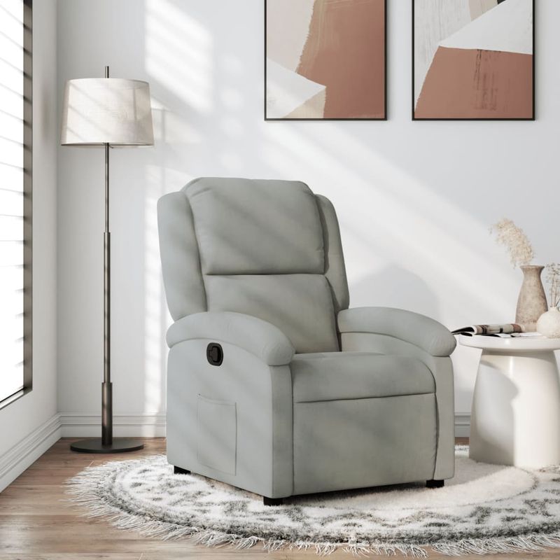 Casa si Gradina - Mobilier - Scaune si fotolii - Fotolii - Fotoliu rabatabil, gri deschis, catifea - Infinity.ro