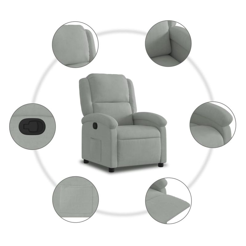 Casa si Gradina - Mobilier - Scaune si fotolii - Fotolii - Fotoliu rabatabil, gri deschis, catifea - Infinity.ro
