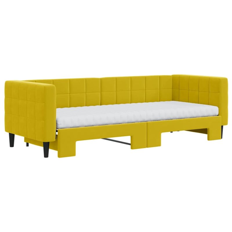 Casa si Gradina - Mobilier - Paturi si accesorii - Paturi - Pat de zi cu extensie si saltea, galben, 80x200 cm, catifea - Infinity.ro