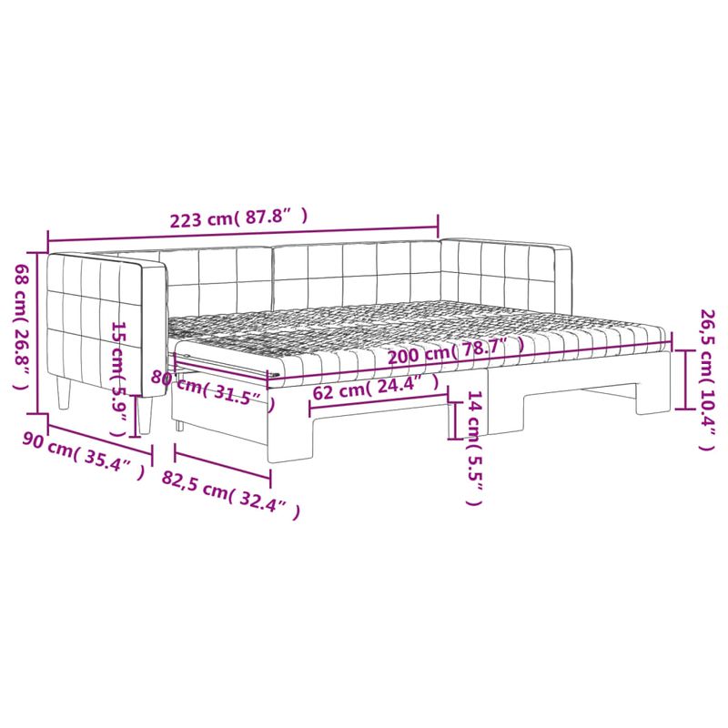 Casa si Gradina - Mobilier - Paturi si accesorii - Paturi - Pat de zi cu extensie si saltea, galben, 80x200 cm, catifea - Infinity.ro