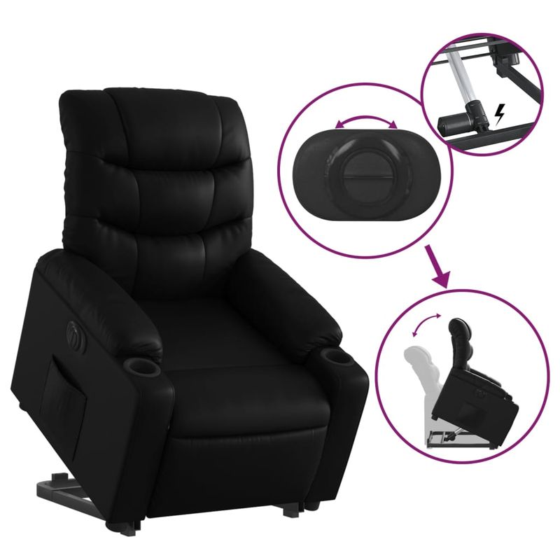 Casa si Gradina - Mobilier - Scaune si fotolii - Fotolii - Fotoliu rabatabil electric cu ridicare, negru, piele ecologica - Infinity.ro