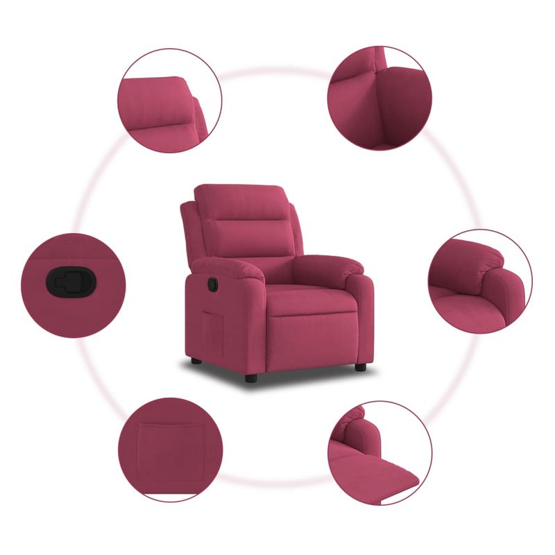 Casa si Gradina - Mobilier - Scaune si fotolii - Fotolii - Fotoliu rabatabil, rosu vin, catifea - Infinity.ro