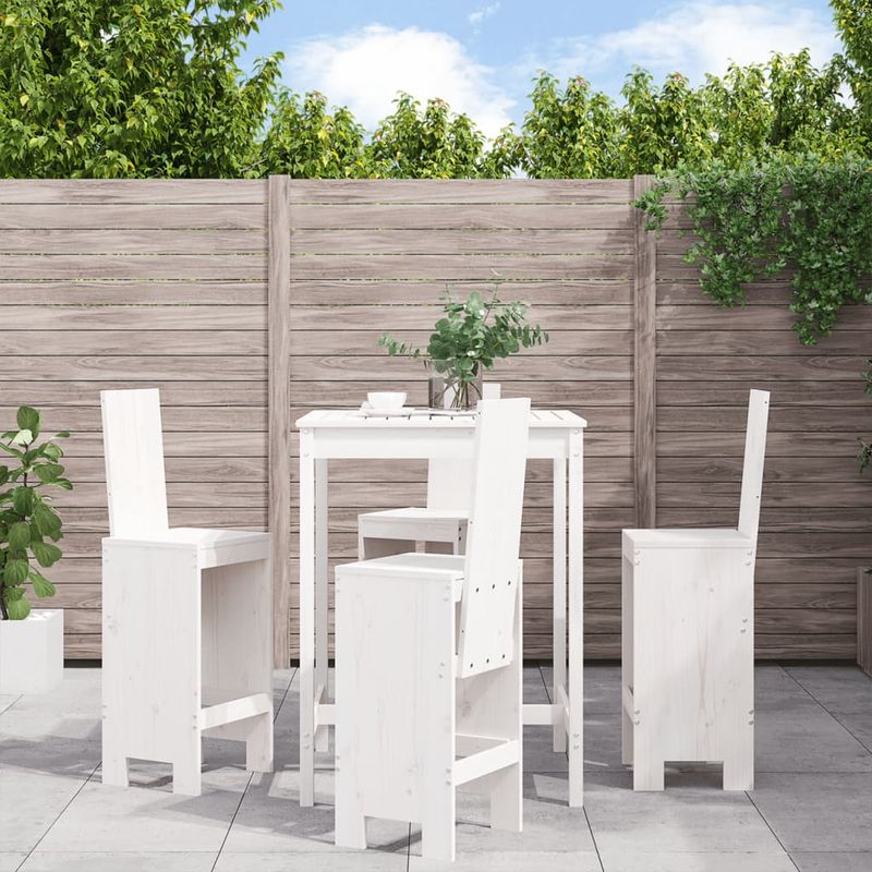 Casa si Gradina - Gradina si terasa - Mobilier exterior - Seturi mobila gradina - Set de bar pentru gradina, 5 piese, alb, lemn masiv de pin - Infinity.ro
