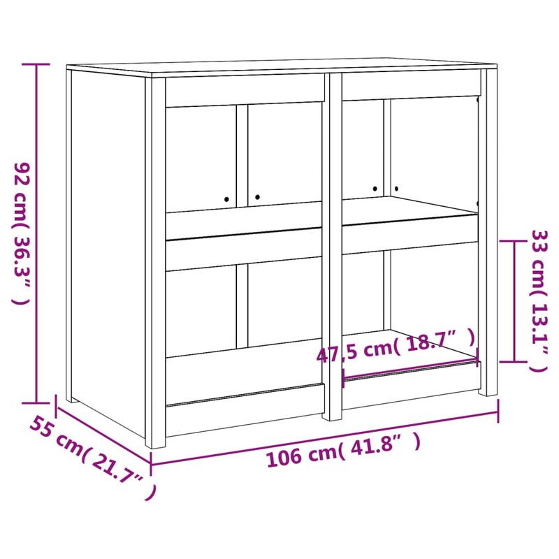 Casa si Gradina - Mobilier - Comode si corpuri - Corpuri bucatarie - Dulap bucatarie de exterior, 106x55x92 cm, lemn masiv pin, model 4 rafturi - Infinity.ro