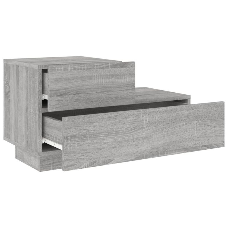 Casa si Gradina - Mobilier - Comode si corpuri - Noptiere - Noptiera cu lumini LED, gri sonoma, 70x36x40,5 cm - Infinity.ro