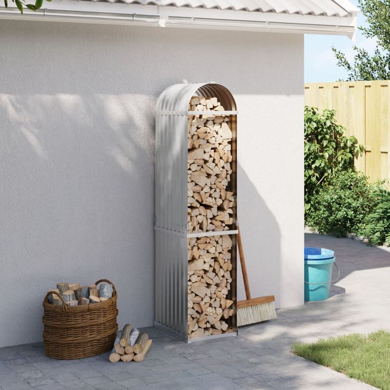 Casa si Gradina - Termice - Sobe, Seminee si accesorii - Accesorii seminee si sobe - Suport de busteni, gri deschis, 40x45x170 cm, otel galvanizat - Infinity.ro