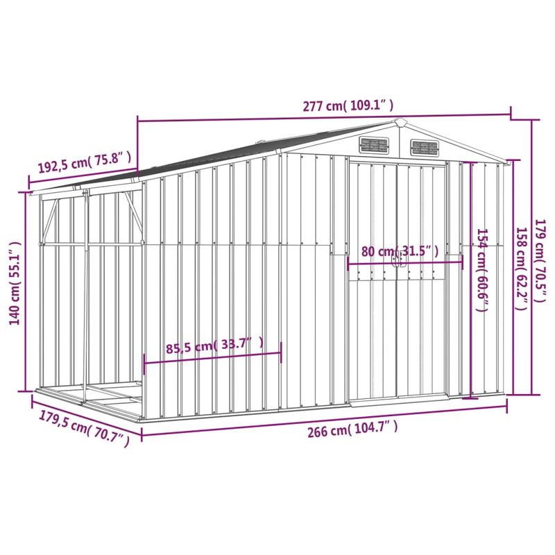 Casa si Gradina - Gradina si terasa - Casute de gradina - Sopron de gradina maro deschis 277x192,5x179 cm otel galvanizat - Infinity.ro