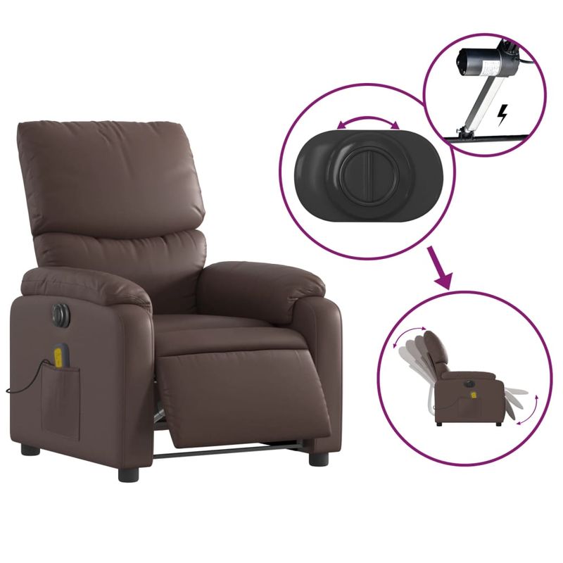 Ingrijire personala si Cosmetice - Sanatate si wellness - Articole wellness - Fotolii de masaj - Fotoliu electric de masaj rabatabil, maro, piele ecologica - Infinity.ro