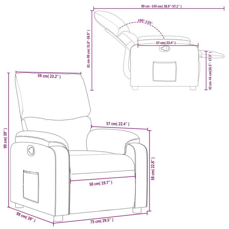 Casa si Gradina - Mobilier - Scaune si fotolii - Fotolii - Fotoliu rabatabil, cappuccino, piele ecologica - Infinity.ro