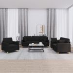 Casa si Gradina - Mobilier - Seturi de mobilier - Seturi living - Set de canapele cu perne, 3 piese, negru, textil - Infinity.ro