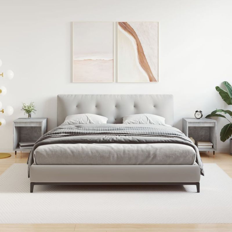 Casa si Gradina - Mobilier - Comode si corpuri - Noptiere - Noptiere, 2 buc., gri beton, 40x35x50 cm, lemn compozit - Infinity.ro