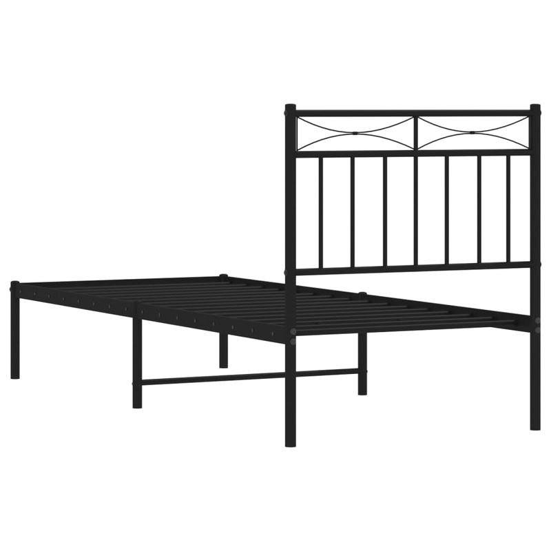 Casa si Gradina - Mobilier - Paturi si accesorii - Paturi - Cadru de pat metalic cu tablie, negru, 75x190 cm - Infinity.ro