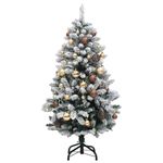 Casa si Gradina - Decoratiuni - Decoratiuni de sezon - Brad Crăciun artificial articulat cu 150 LED-uri/globuri 150 cm, verde și alb, model cu LED-uri și globuri aurii/bronz - Infinity.ro
