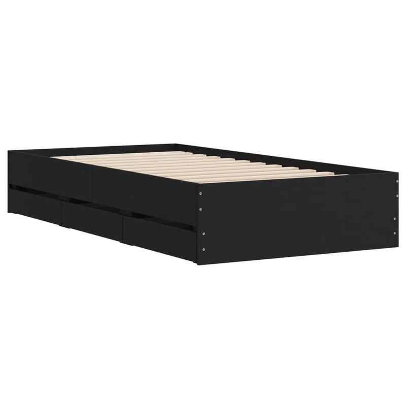 Casa si Gradina - Mobilier - Paturi si accesorii - Paturi - Cadru de pat cu sertare, negru, 100x200 cm, lemn prelucrat - Infinity.ro