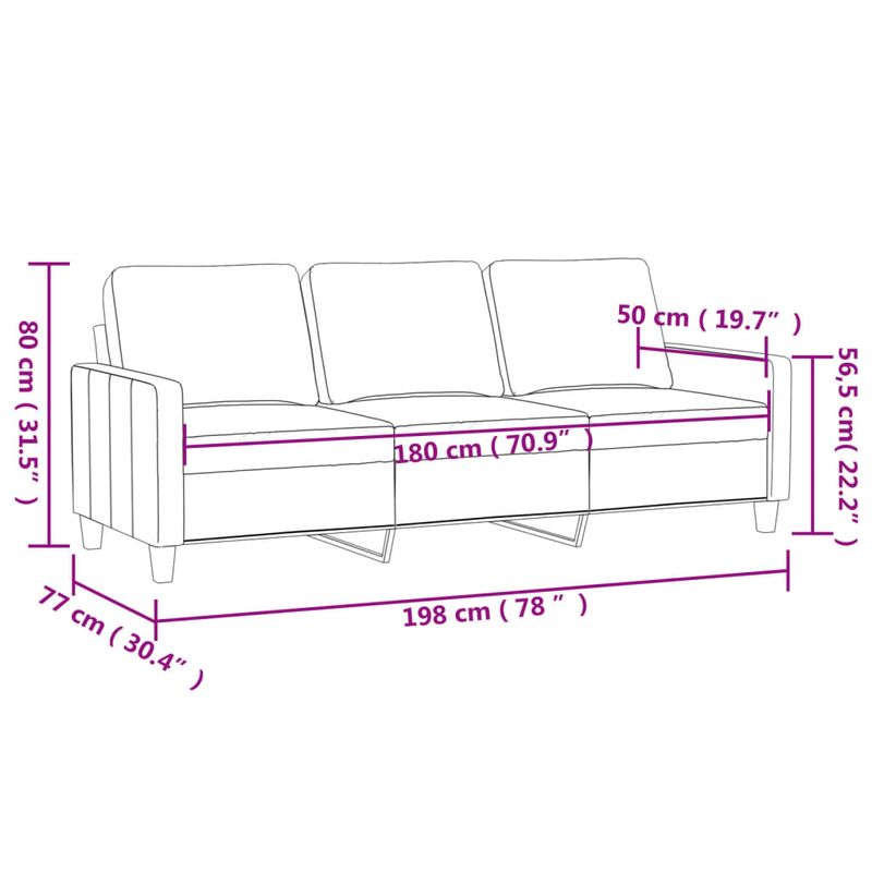 Casa si Gradina - Mobilier - Canapele si coltare - Canapele - Canapea cu 3 locuri, crem, 180 cm, catifea - Infinity.ro