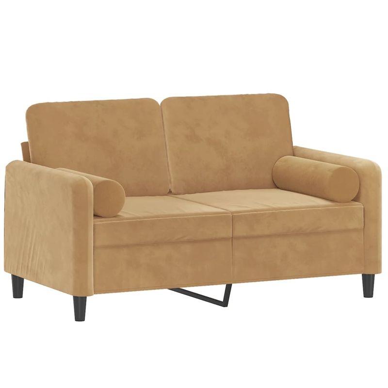 Casa si Gradina - Mobilier - Canapele si coltare - Canapele - Canapea cu 2 locuri cu pernute, maro, 120 cm, catifea - Infinity.ro