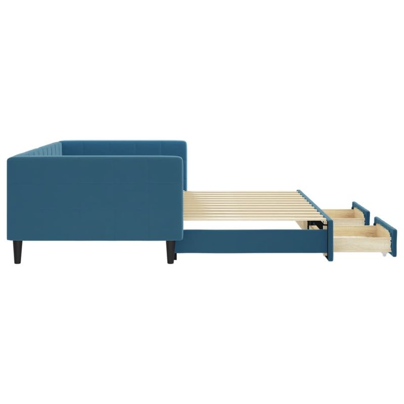 Casa si Gradina - Mobilier - Paturi si accesorii - Paturi - Pat de zi cu extensie si sertare, albastru, 100x200 cm, catifea - Infinity.ro