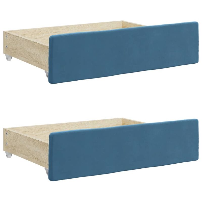 Casa si Gradina - Mobilier - Paturi si accesorii - Paturi - Pat de zi cu extensie si sertare, albastru, 100x200 cm, catifea - Infinity.ro