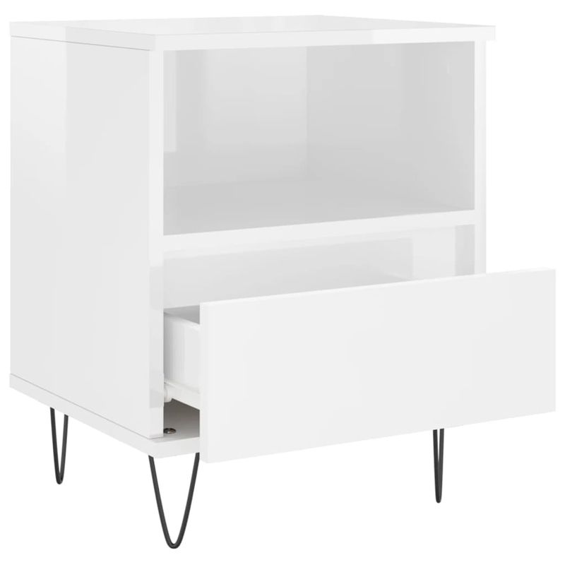 Casa si Gradina - Mobilier - Comode si corpuri - Noptiere - Noptiera, alb extralucios, 40x35x50 cm, lemn compozit - Infinity.ro