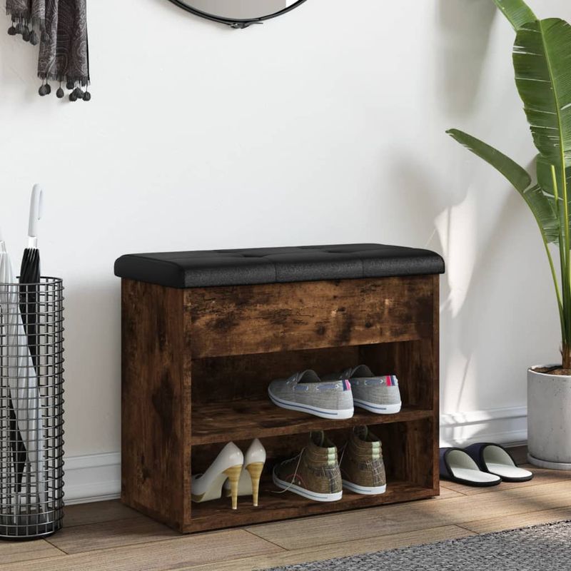 Casa si Gradina - Mobilier - Organizare si depozitare - Bancute - Banca de pantofi, stejar fumuriu, 62x32x50 cm, lemn prelucrat - Infinity.ro