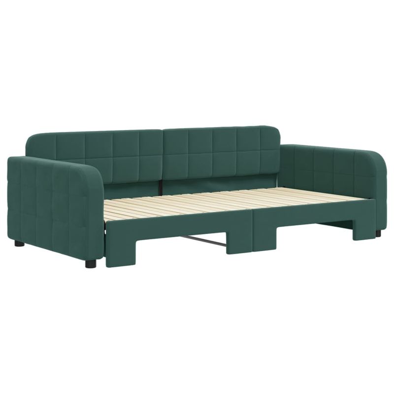 Casa si Gradina - Mobilier - Paturi si accesorii - Paturi - Pat de zi cu extensie, verde inchis, 100x200 cm, catifea - Infinity.ro