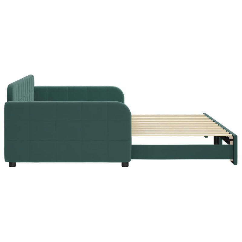 Casa si Gradina - Mobilier - Paturi si accesorii - Paturi - Pat de zi cu extensie, verde inchis, 100x200 cm, catifea - Infinity.ro