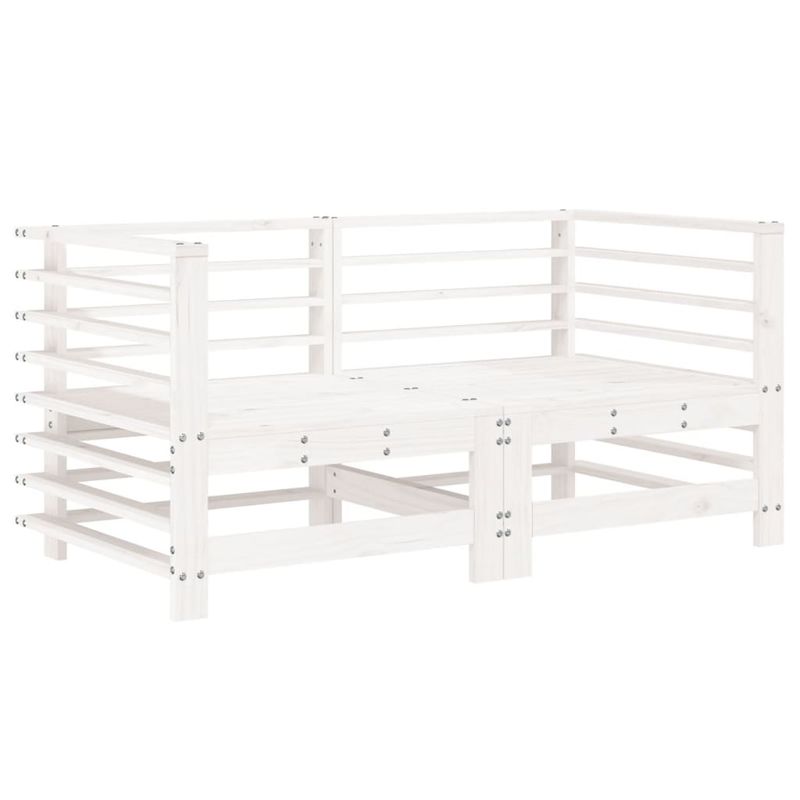 Casa si Gradina - Gradina si terasa - Mobilier exterior - Canapele si fotolii gradina - Canapea de colt de gradina, 2 buc., alb, lemn masiv de pin - Infinity.ro
