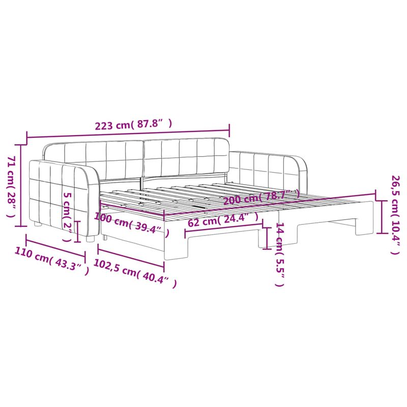 Casa si Gradina - Mobilier - Paturi si accesorii - Paturi - Pat de zi cu extensie, verde inchis, 100x200 cm, catifea - Infinity.ro