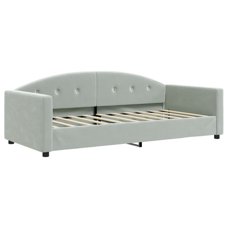 Casa si Gradina - Mobilier - Paturi si accesorii - Paturi - Pat de zi cu saltea, gri deschis, 90x190 cm, catifea - Infinity.ro