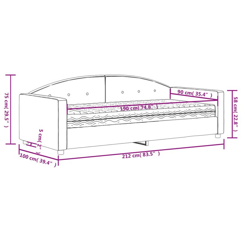 Casa si Gradina - Mobilier - Paturi si accesorii - Paturi - Pat de zi cu saltea, gri deschis, 90x190 cm, catifea - Infinity.ro