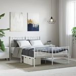 Casa si Gradina - Mobilier - Paturi si accesorii - Paturi - Cadru de pat metalic cu tablie, alb, 150x200 cm - Infinity.ro