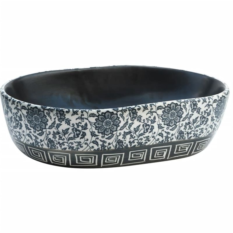 Casa si Gradina - Sanitare - Lavoar baie si accesorii - Lavoare si piedestale - Lavoar de blat, negru si albastru, 47x33x13 cm, ceramica, oval - Infinity.ro
