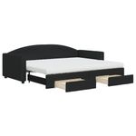 Casa si Gradina - Mobilier - Paturi si accesorii - Paturi - Pat de zi cu extensie si sertare, negru, 90x200 cm, textil - Infinity.ro
