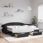Casa si Gradina - Mobilier - Paturi si accesorii - Paturi - Pat de zi cu extensie si sertare, negru, 90x200 cm, textil - Infinity.ro