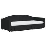 Casa si Gradina - Mobilier - Paturi si accesorii - Paturi - Pat de zi cu extensie si sertare, negru, 90x200 cm, textil - Infinity.ro