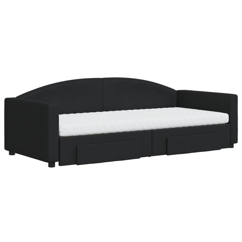 Casa si Gradina - Mobilier - Paturi si accesorii - Paturi - Pat de zi cu extensie si sertare, negru, 90x200 cm, textil - Infinity.ro