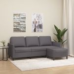 Casa si Gradina - Mobilier - Canapele si coltare - Canapele - Canapea cu 3 locuri si taburet, gri, 180 cm, piele ecologica - Infinity.ro