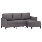 Casa si Gradina - Mobilier - Canapele si coltare - Canapele - Canapea cu 3 locuri si taburet, gri, 180 cm, piele ecologica - Infinity.ro