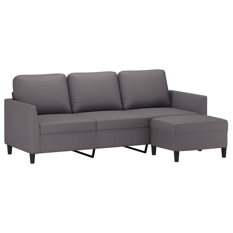 Casa si Gradina - Mobilier - Canapele si coltare - Canapele - Canapea cu 3 locuri si taburet, gri, 180 cm, piele ecologica - Infinity.ro
