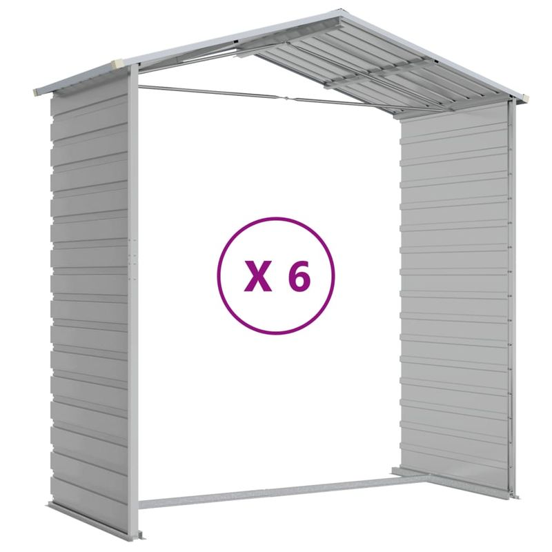 Casa si Gradina - Gradina si terasa - Casute de gradina - Sopron de gradina, gri deschis, 191x555x198 cm otel galvanizat - Infinity.ro
