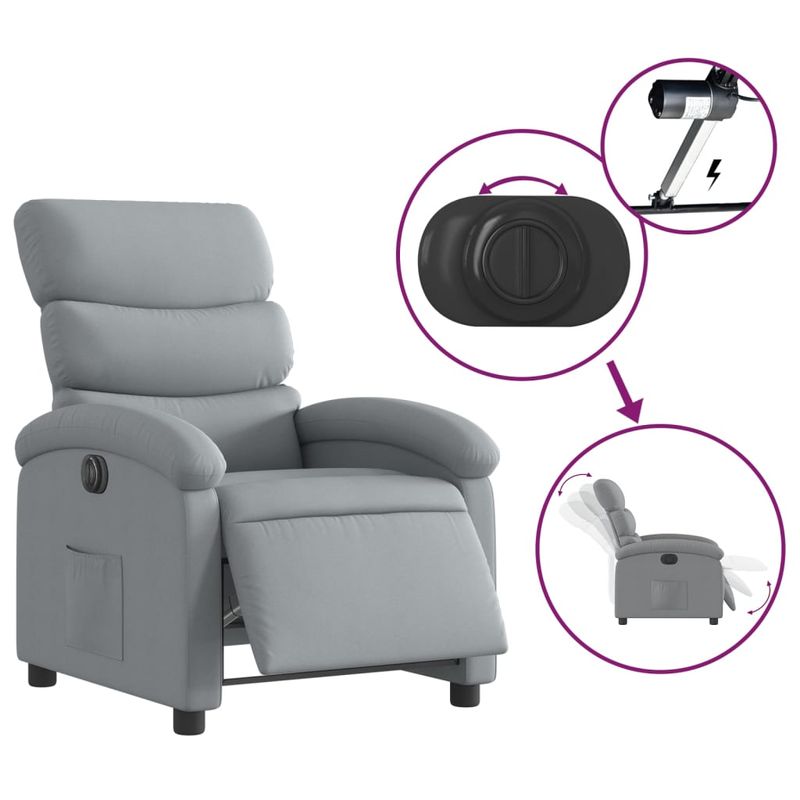 Casa si Gradina - Mobilier - Scaune si fotolii - Fotolii - Fotoliu rabatabil electric, gri deschis, textil - Infinity.ro
