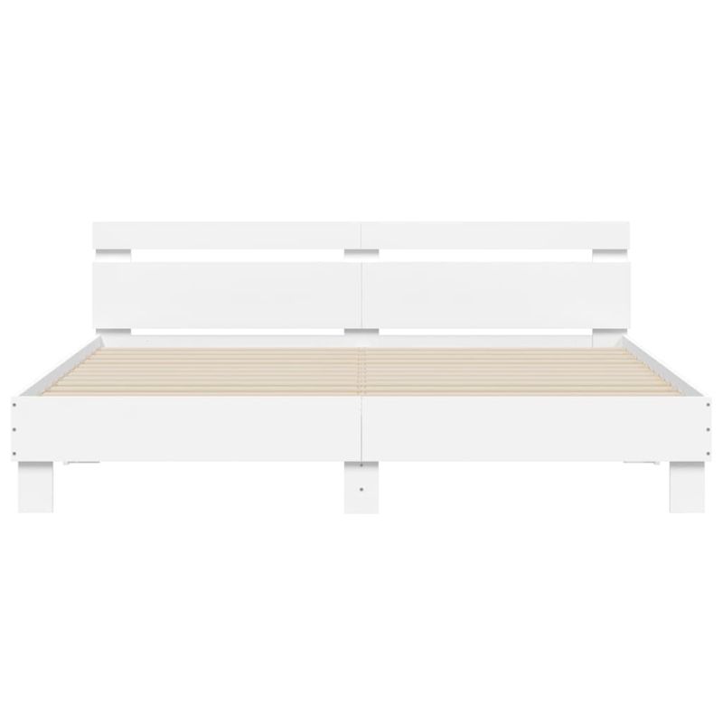 Casa si Gradina - Mobilier - Paturi si accesorii - Paturi - Cadru de pat cu tablie si LED, alb, 200x200 cm - Infinity.ro