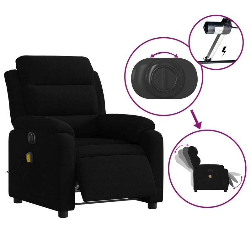 Ingrijire personala si Cosmetice - Sanatate si wellness - Articole wellness - Fotolii de masaj - Fotoliu electric de masaj rabatabil, negru, catifea - Infinity.ro